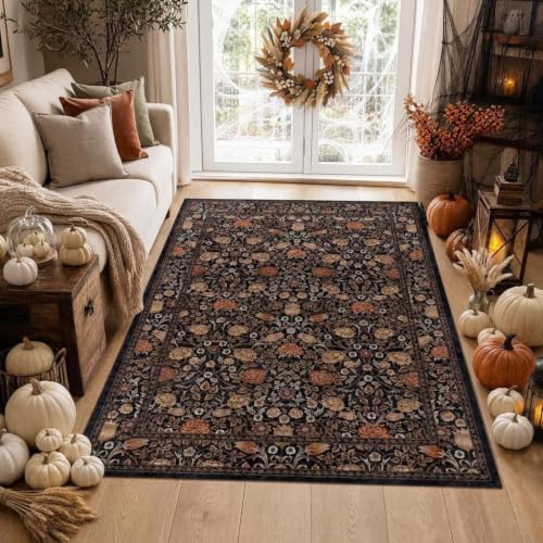 GarveeHome 5x7 dark brown floral rug