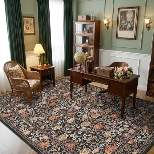 Close up of boho floral rug pattern
