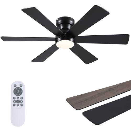 Asyko 46-inch black ceiling fan with light