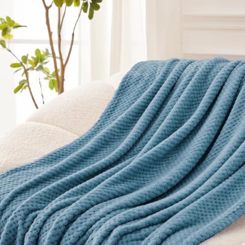 Slate Blue blanket on a living room sofa