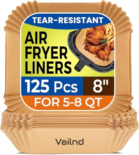 vailnd 125-piece square air fryer liners pack