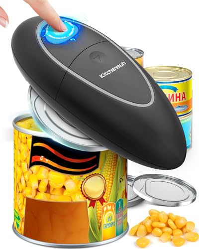KITCHENMUH One Touch Electric Can Opener black and grey front view
