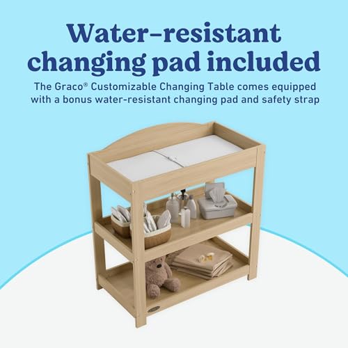 Graco Customizable Changing Table with Changing Pad Driftwood side angle