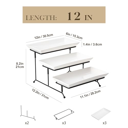 MALACASA 3 Tier Serving Trays white porcelain platters
