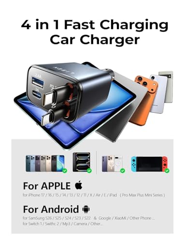 Grey LISEN car charger with all ports visible