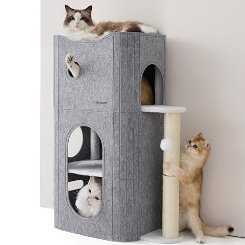 Three-tier lookout spaces for multi-cat use