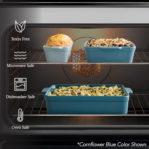 Nesting ceramic bakeware set stacked