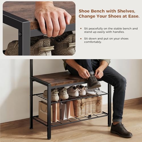 DUMOS storage bench dark brown finish