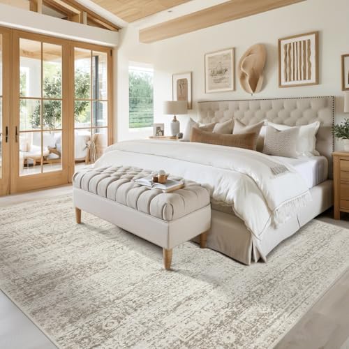 Low pile profile of Srugn 5x7 beige rug