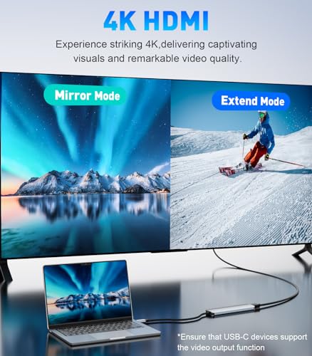 Laptop connected to UANTIN hub HDMI