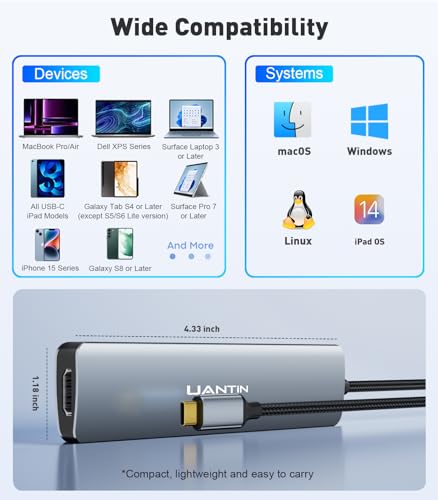 UANTIN USB C hub packaging and contents