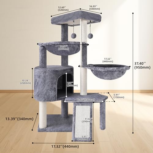 Smouatou cat tree enclosed condo detail