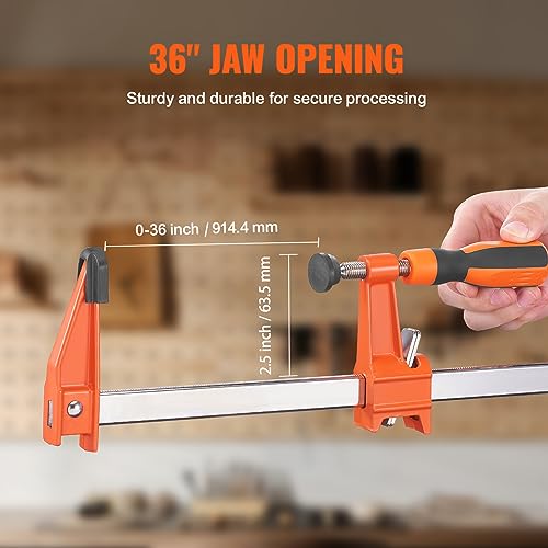 Side view of 36-inch woodworking clamp