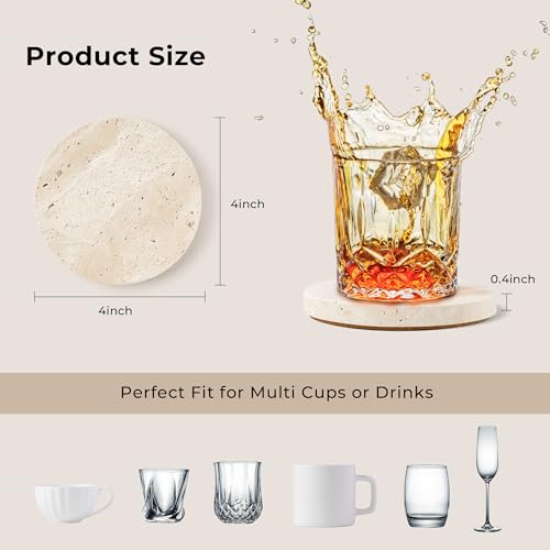 Natural travertine marble coaster with unique veins