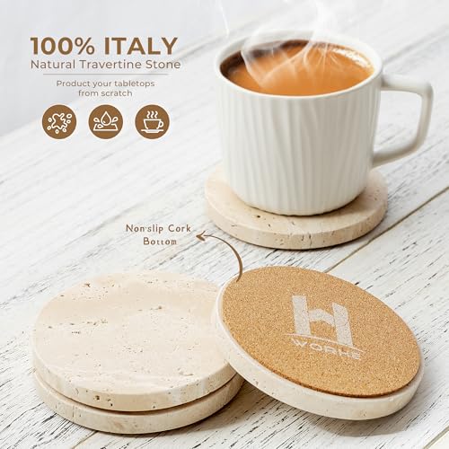 Stone drink coaster protecting table surface
