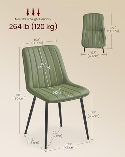 VASAGLE dining chairs forest green seat padding