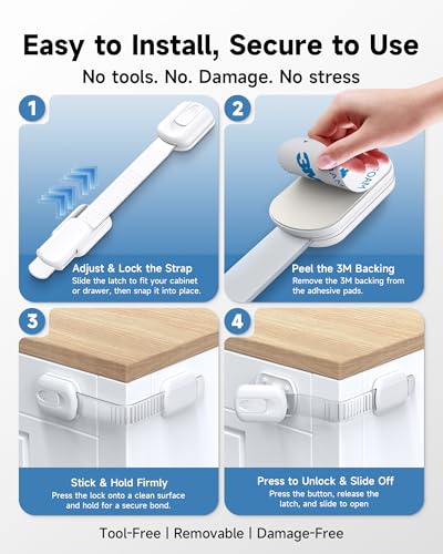 Infinno white safety lock on kitchen cabinet