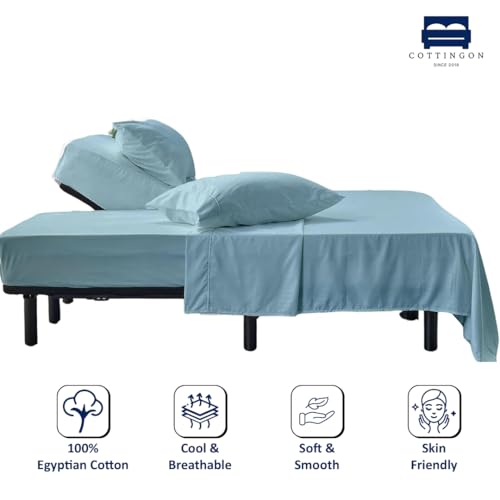 Light Blue Egyptian cotton sheet set on bed