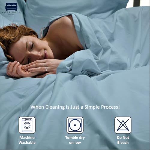 Light blue bedding set folded stack