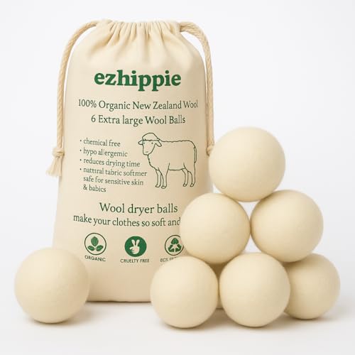 Ezhippie Quality Wool Dryer Balls 6 XL Pack