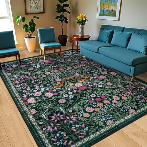 Close up of dark green botanical pattern