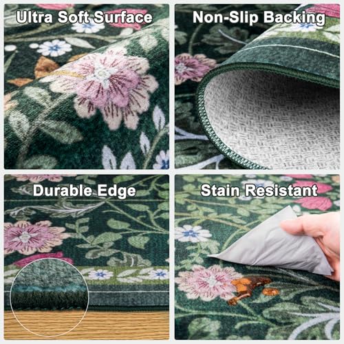 Rug placed under dining room table