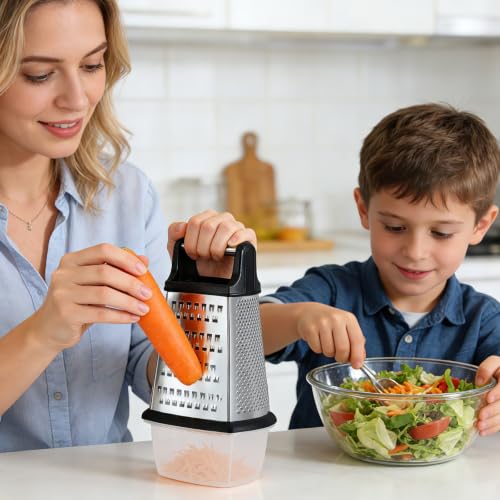 Box grater in use for vegetable prep