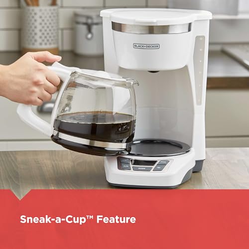 Side profile of white programmable coffeemaker