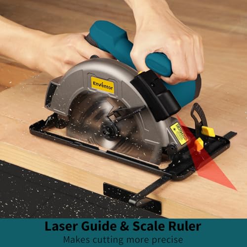 Close up of circular saw angle adjustment