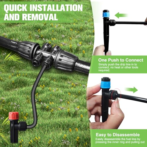 Drip irrigation system installed in a garden bed