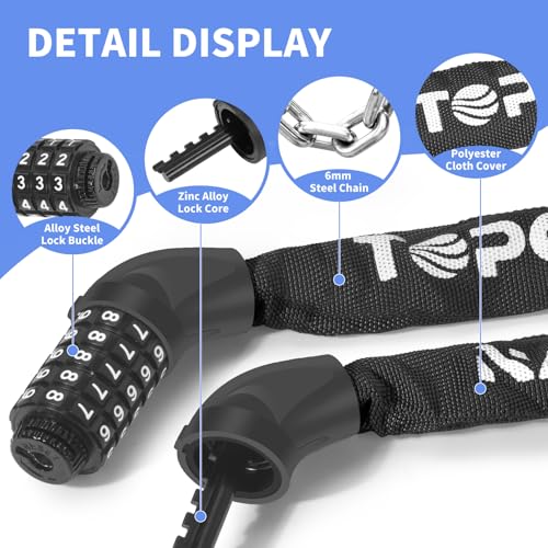 Topcrown chain lock secured around a bicycle frame