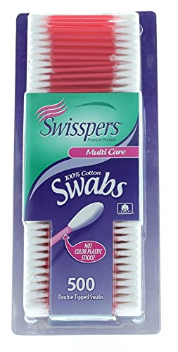 Top view of Swisspers 100 percent cotton tip swabs