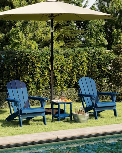 Side profile of blue GREENVINES Adirondack chair