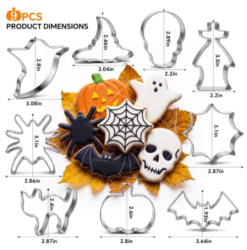 Close up of stainless steel Halloween biscuit molds