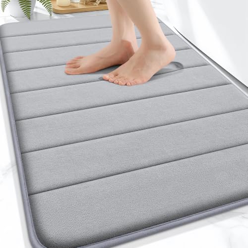 OLANLY Memory Foam Bath Mat 30x20 Grey full view