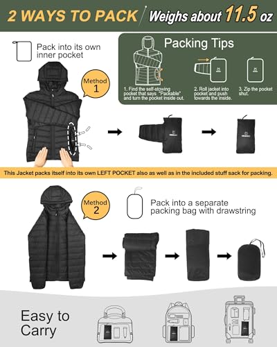 Outdoor Ventures puffer jacket showing hood and zipper details