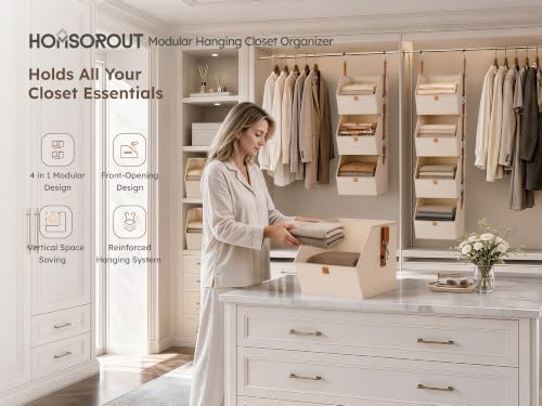 Homsorout Clothes Hanging Shelves Beige