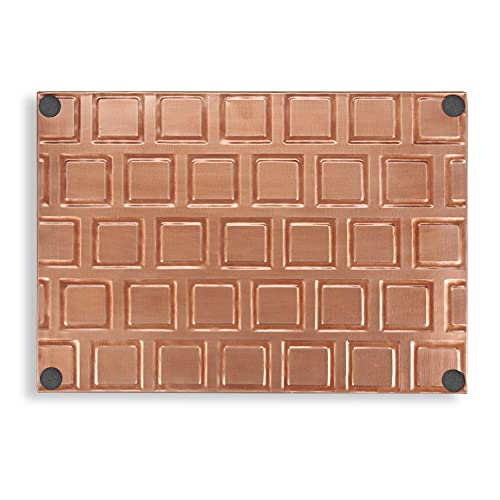 Decorative square pattern on metal tray