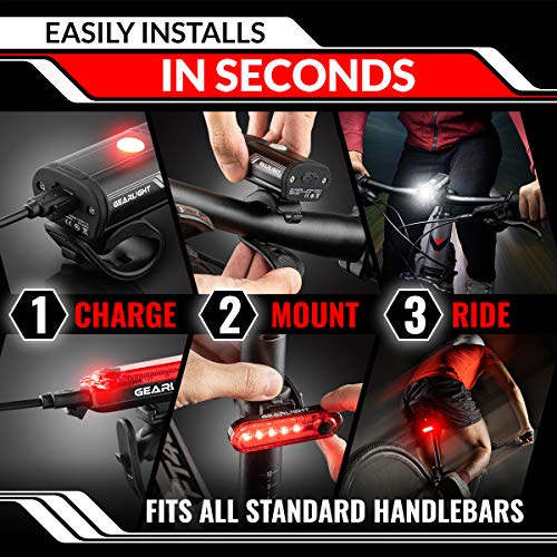 GearLight bike light set in night riding conditions