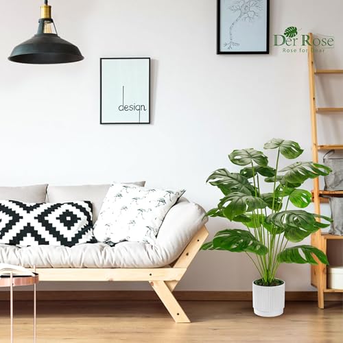 Artificial Monstera foliage in white pot