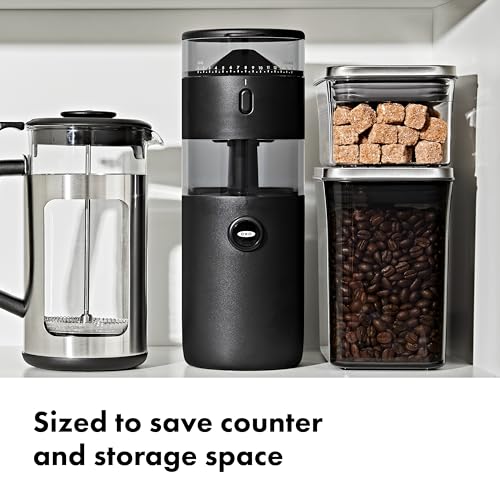 Side profile of OXO 8720800 coffee grinder