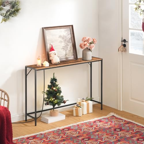 Adjustable feet on console table base
