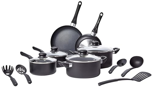 Basics 15-piece non-stick cookware set in black