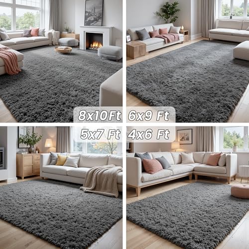 Soft grey rug fibers close up