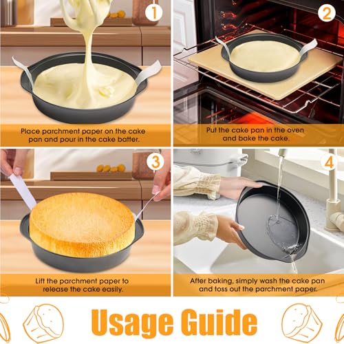 Cake pan with parchment paper inside