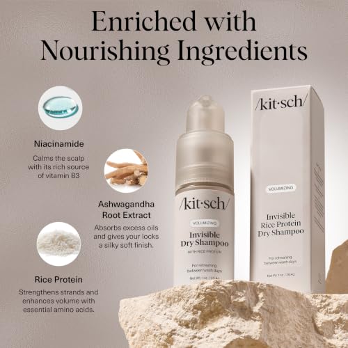 Back label of Kitsch rice protein dry shampoo