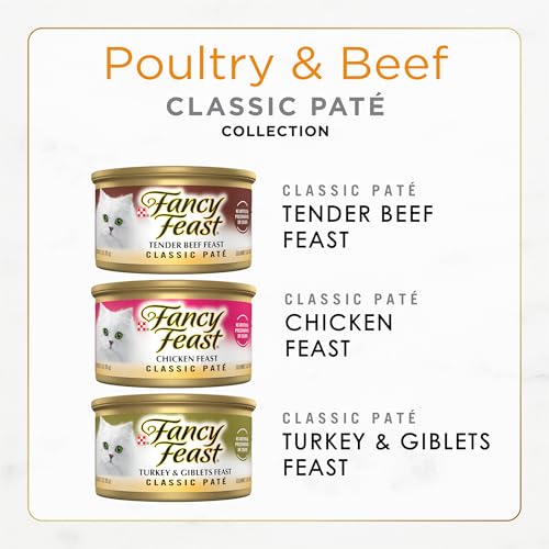 Assorted Fancy Feast pate cat food cans