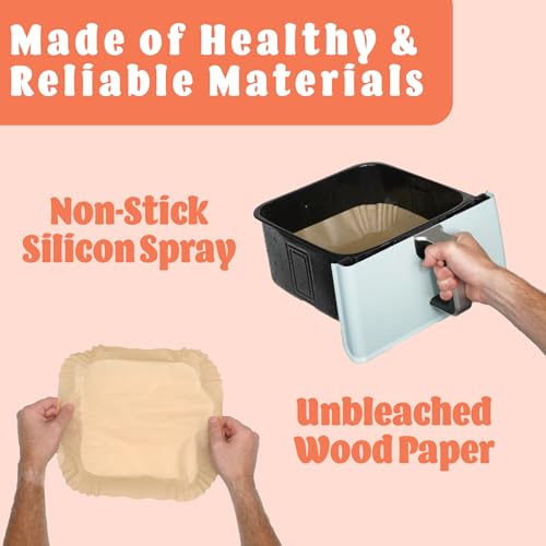 Stack of 125 pre-cut air fryer parchment liners