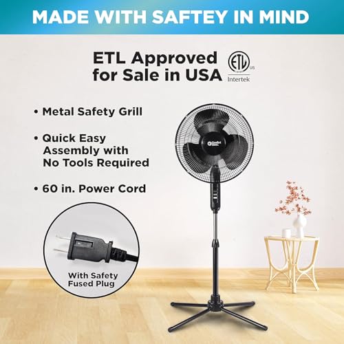 Side profile of adjustable height Comfort Zone fan