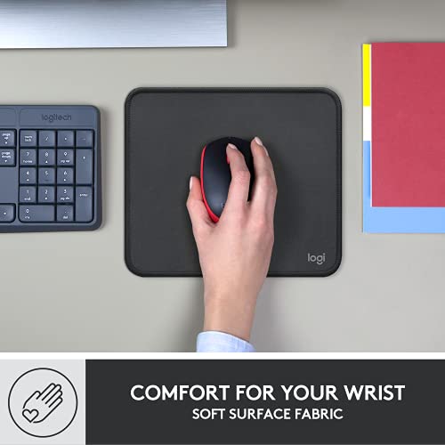 Angle view of Logitech small mouse pad